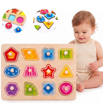 
						TOOKY TOY Puzzle Układanka Montessori Nauka Kształtów z Pinezka