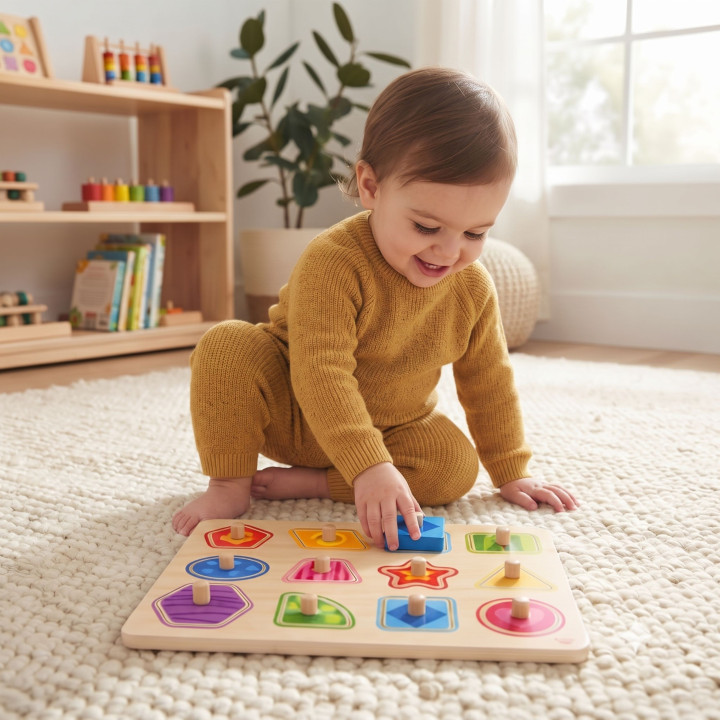 
						TOOKY TOY Puzzle Układanka Montessori Nauka Kształtów z Pinezka