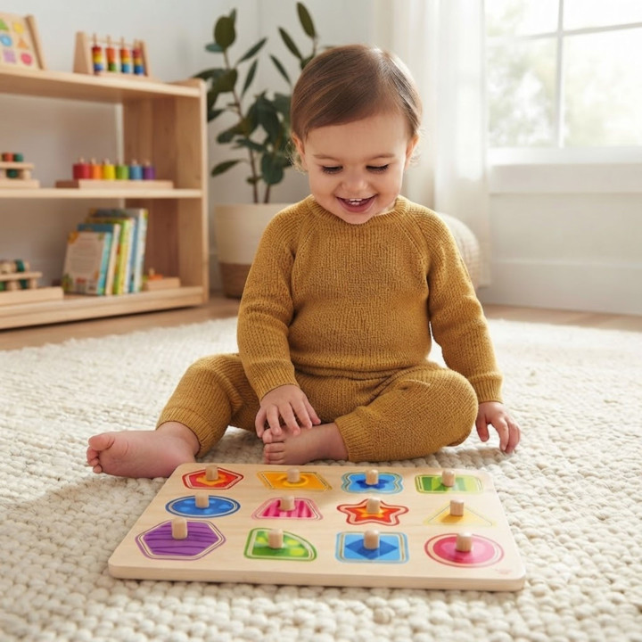 
						TOOKY TOY Puzzle Układanka Montessori Nauka Kształtów z Pinezka