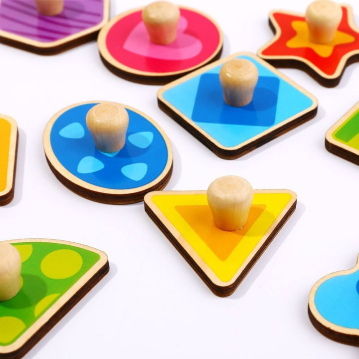 
						TOOKY TOY Puzzle Układanka Montessori Nauka Kształtów z Pinezka