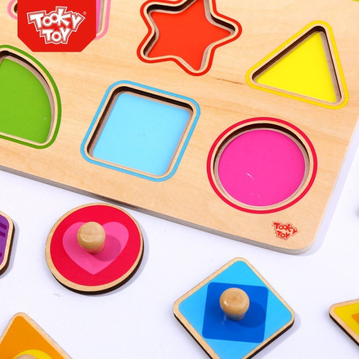 
						TOOKY TOY Puzzle Układanka Montessori Nauka Kształtów z Pinezka