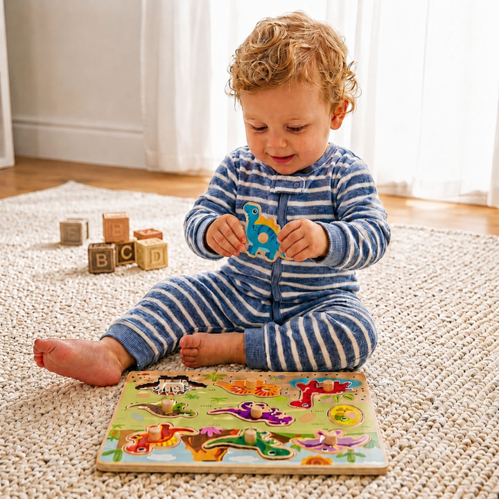 
						TOOKY TOY Drewniane Puzzle Montessori Układanka Dinozaury Kszta