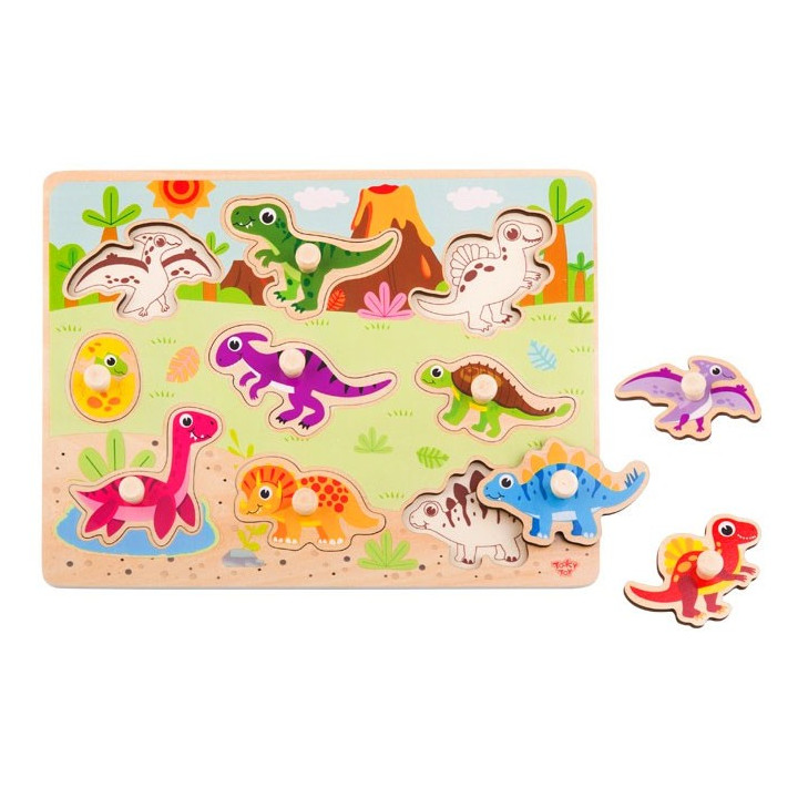 
						TOOKY TOY Drewniane Puzzle Montessori Układanka Dinozaury Kszta