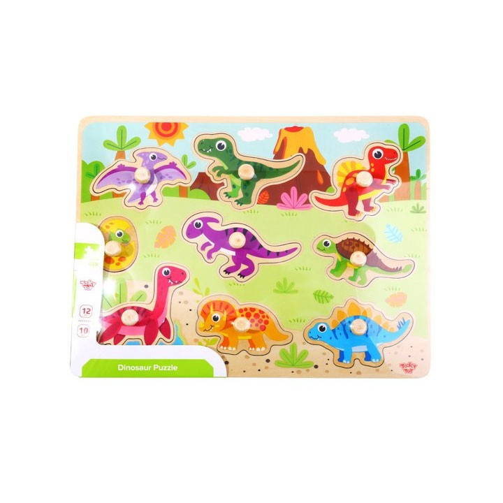
						TOOKY TOY Drewniane Puzzle Montessori Układanka Dinozaury Kszta