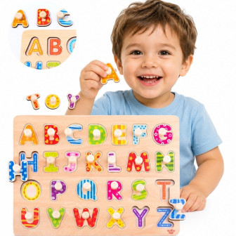 
						TOOKY TOY Puzzle Układanka Montessori z Pinezkami Alfabet
					