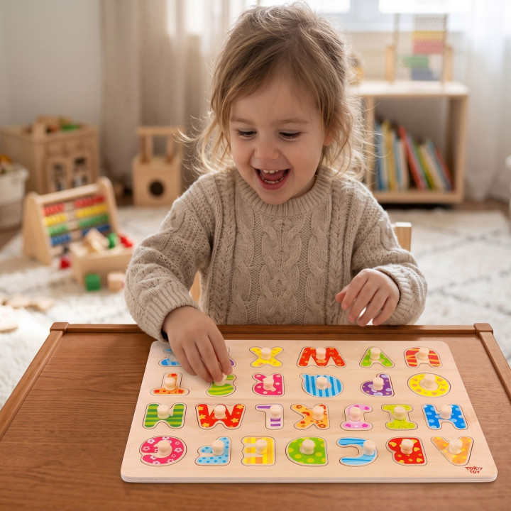 
						TOOKY TOY Puzzle Układanka Montessori z Pinezkami Alfabet
					