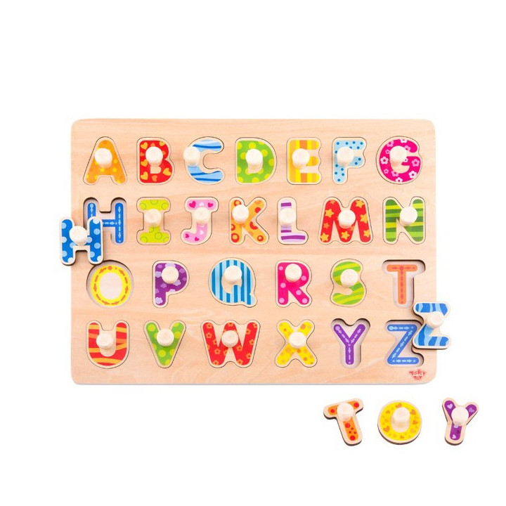 
						TOOKY TOY Puzzle Układanka Montessori z Pinezkami Alfabet
					