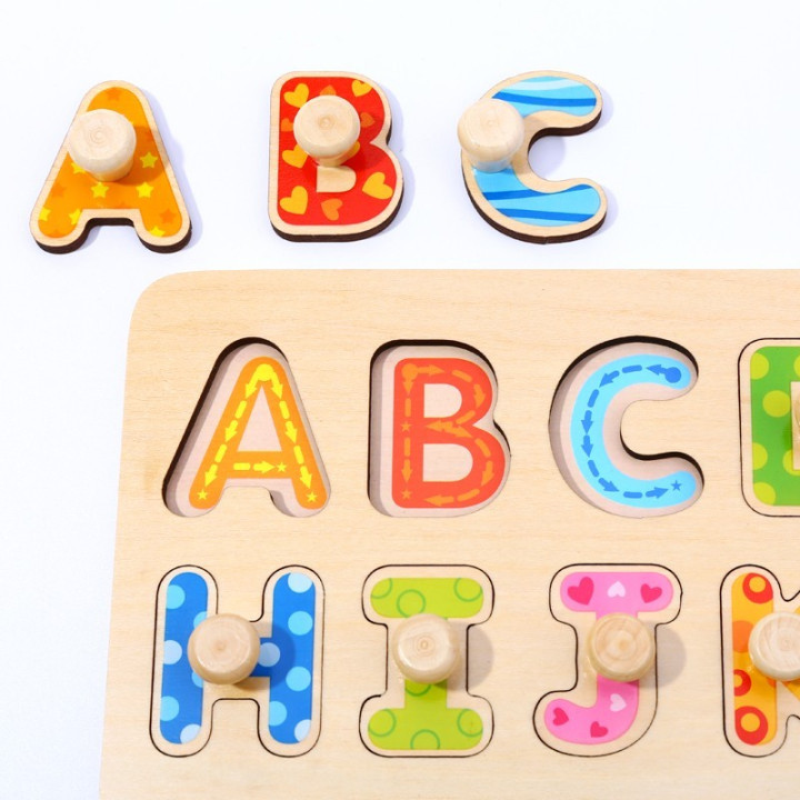 
						TOOKY TOY Puzzle Układanka Montessori z Pinezkami Alfabet
					