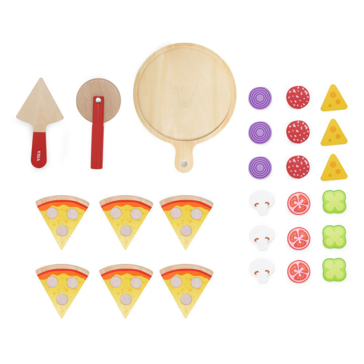 
						VIGA Drewniana Pizza Do Krojenia Zestaw kuchenny 27 el. Dla Dzi
