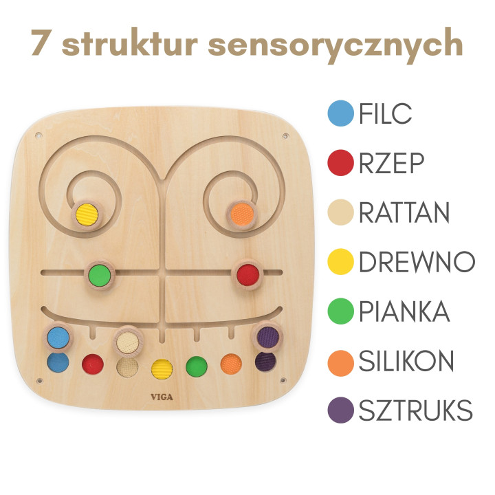 
						VIGA Drewniana Tablica Manipulacyjna Sensoryczna Labirynt Dotkn