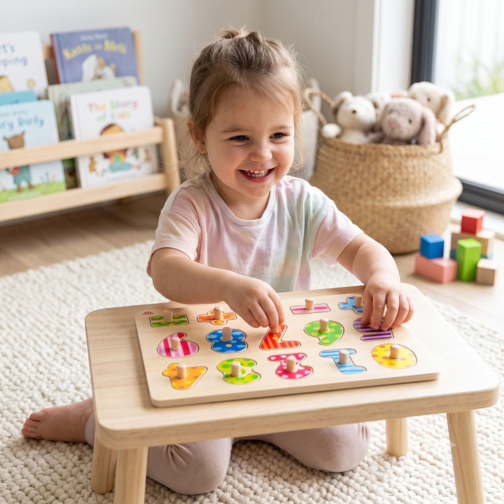 
						TOOKY TOY Drewniane Puzzle Nauka Liczenia Układanka Z Pinezkami