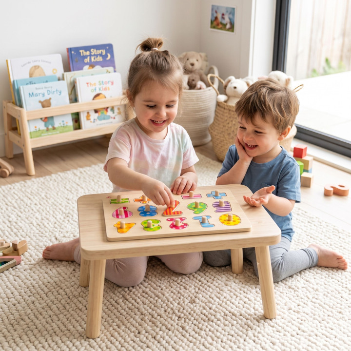 
						TOOKY TOY Drewniane Puzzle Nauka Liczenia Układanka Z Pinezkami