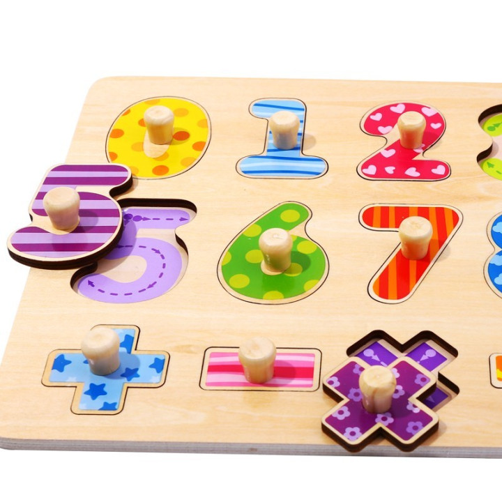 
						TOOKY TOY Drewniane Puzzle Nauka Liczenia Układanka Z Pinezkami