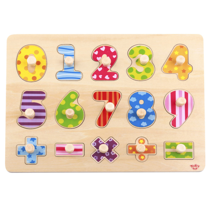 
						TOOKY TOY Drewniane Puzzle Nauka Liczenia Układanka Z Pinezkami