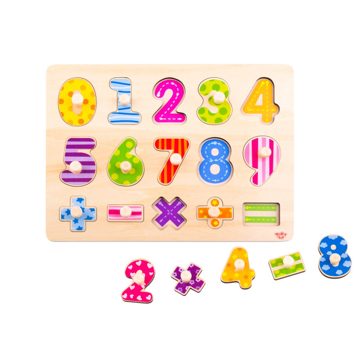 
						TOOKY TOY Drewniane Puzzle Nauka Liczenia Układanka Z Pinezkami