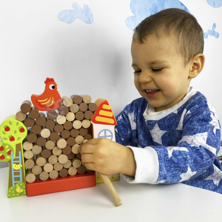 
						TOOKY TOY Gra Zręcznościowa Spadająca Kura Drewniana Farma
				
