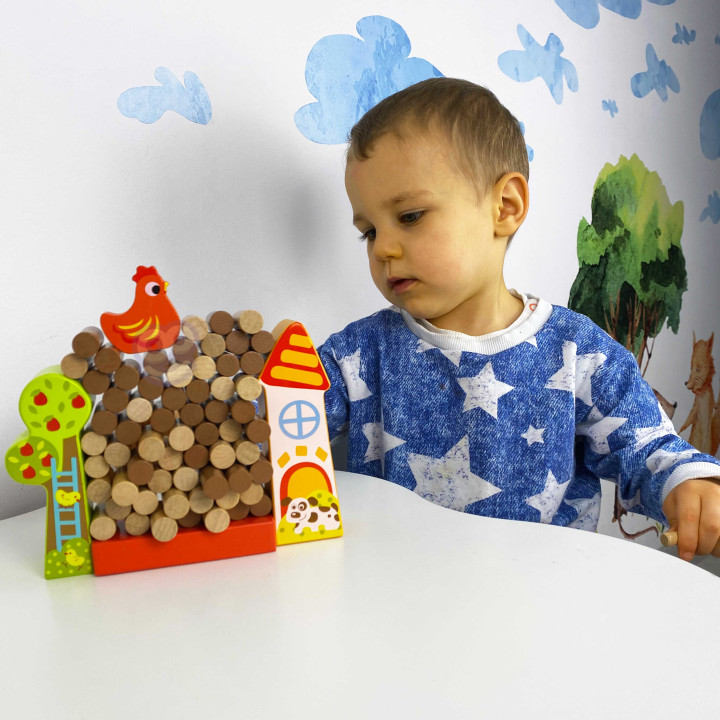 
						TOOKY TOY Gra Zręcznościowa Spadająca Kura Drewniana Farma
				