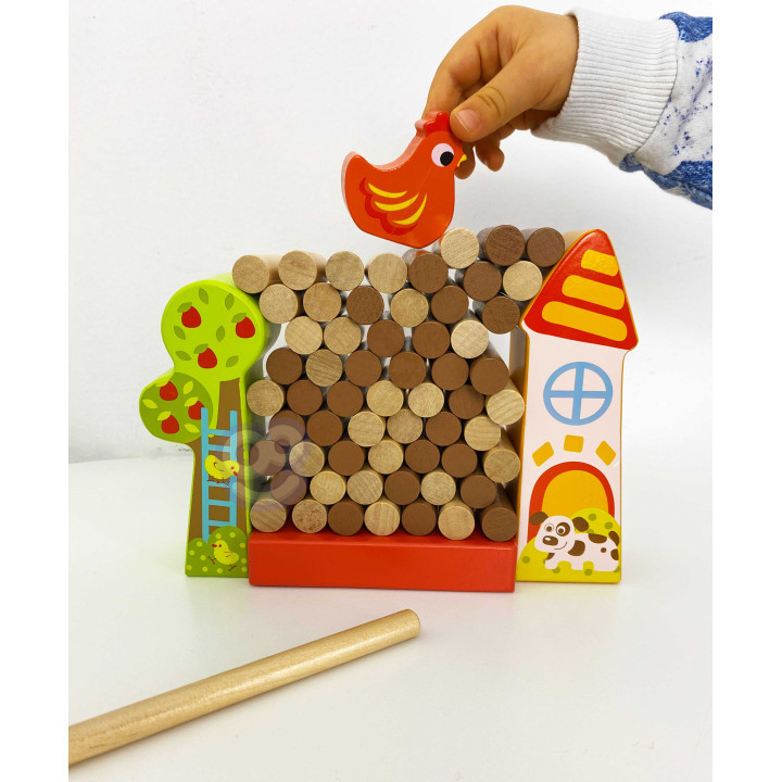 
						TOOKY TOY Gra Zręcznościowa Spadająca Kura Drewniana Farma
				