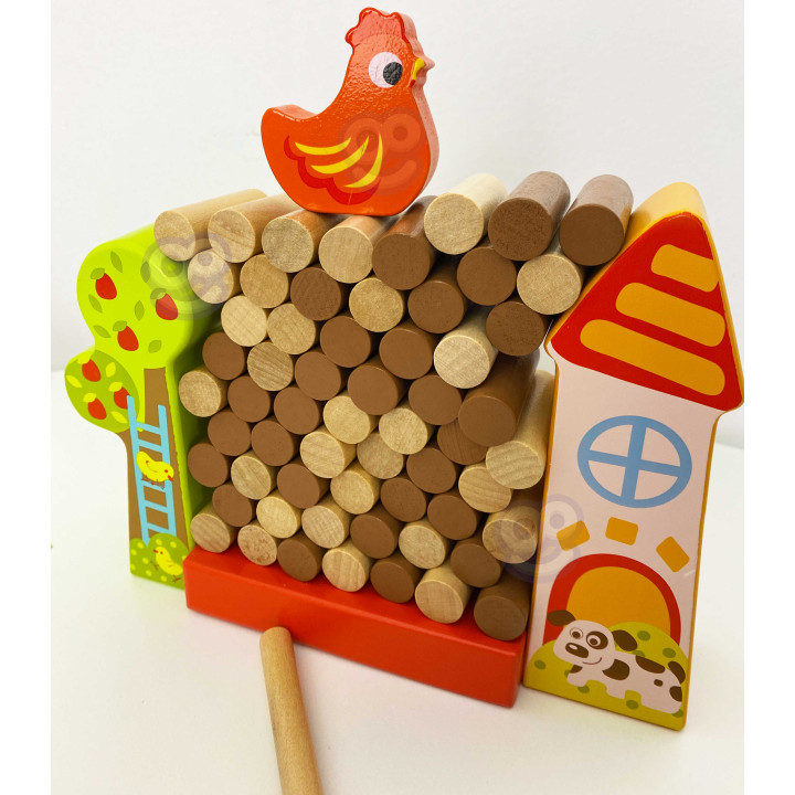 
						TOOKY TOY Gra Zręcznościowa Spadająca Kura Drewniana Farma
				