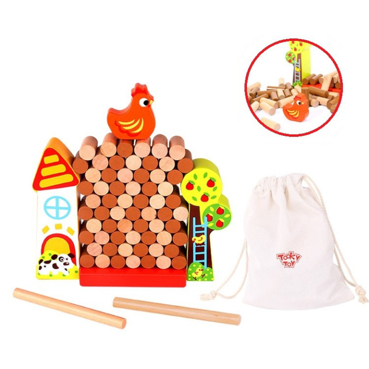 
						TOOKY TOY Gra Zręcznościowa Spadająca Kura Drewniana Farma
				