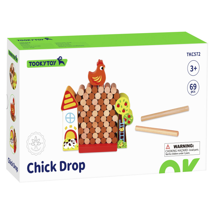 
						TOOKY TOY Gra Zręcznościowa Spadająca Kura Drewniana Farma
				