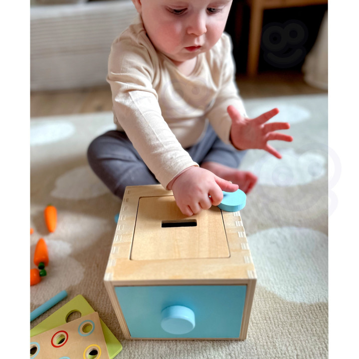 WOOPIE GREEN Drewniana Szuflada Edukacyjna 4w1 Sorter Montessori Gra w