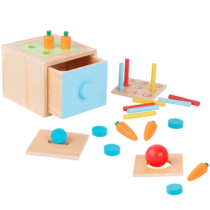 WOOPIE GREEN Drewniana Szuflada Edukacyjna 4w1 Sorter Montessori Gra w
