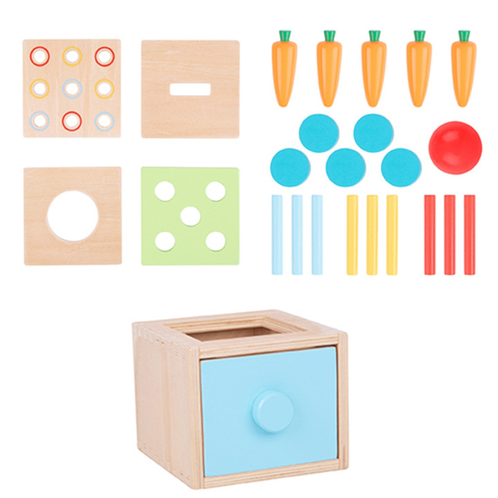 WOOPIE GREEN Drewniana Szuflada Edukacyjna 4w1 Sorter Montessori Gra w