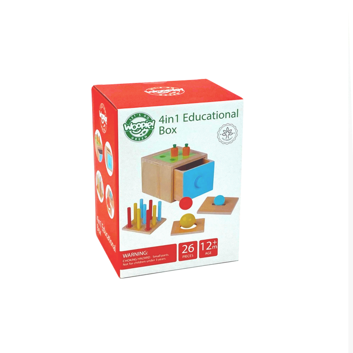 WOOPIE GREEN Drewniana Szuflada Edukacyjna 4w1 Sorter Montessori Gra w