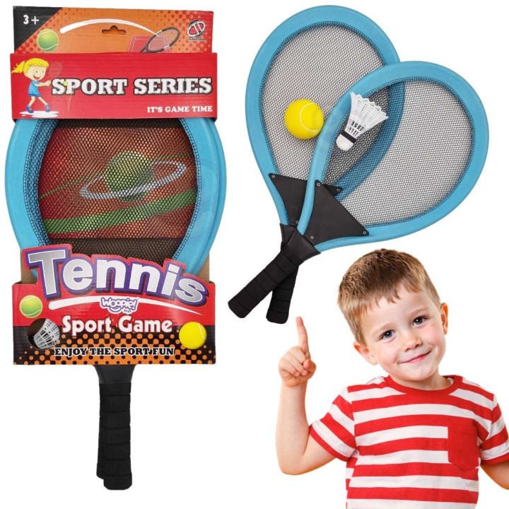 WOOPIE Duże Rakietki do Tenisa Badminton dla Dzieci Zestaw + Piłka Lot