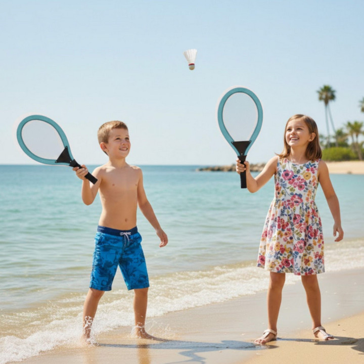 WOOPIE Duże Rakietki do Tenisa Badminton dla Dzieci Zestaw + Piłka Lot