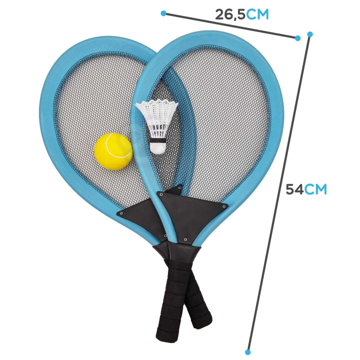 WOOPIE Duże Rakietki do Tenisa Badminton dla Dzieci Zestaw + Piłka Lot