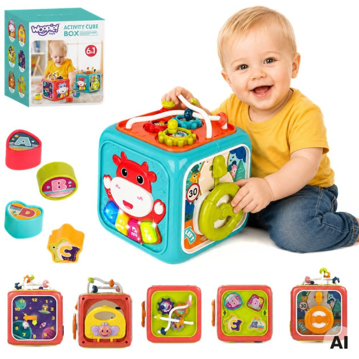 WOOPIE BABY Interaktywna Kostka Sensoryczna Edukacyjna Montessori Sort