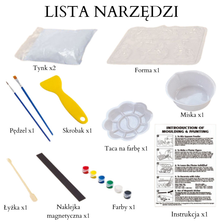 WOOPIE Zestaw Kreatywny z Farbami DIY Zrób Odlewy Gipsowe Figurki i Po