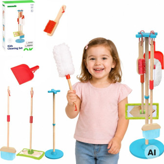 
						TOOKY TOY Drewniany Zestaw do Sprzątania dla Dzieci 6 el.
					