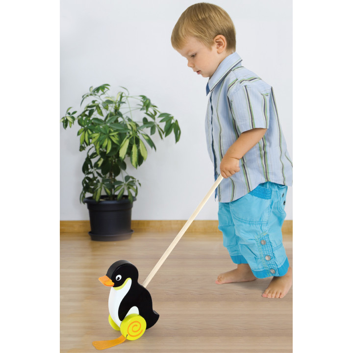
						VIGA TOYS Drewniany Pchacz Pingwin Zabawka na Kiju do Pchania n