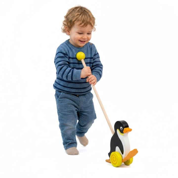 
						VIGA TOYS Drewniany Pchacz Pingwin Zabawka na Kiju do Pchania n