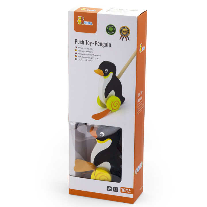 
						VIGA TOYS Drewniany Pchacz Pingwin Zabawka na Kiju do Pchania n