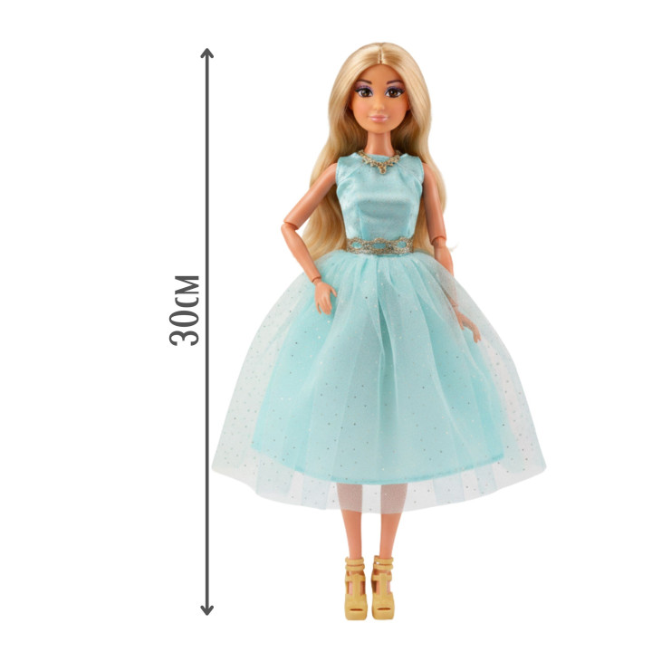 WOOPIE ROYAL Lalka Lily 30 cm Długie Blond Włosy Elegancka Turkusowa S