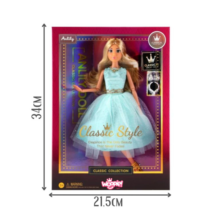 WOOPIE ROYAL Lalka Lily 30 cm Długie Blond Włosy Elegancka Turkusowa S
