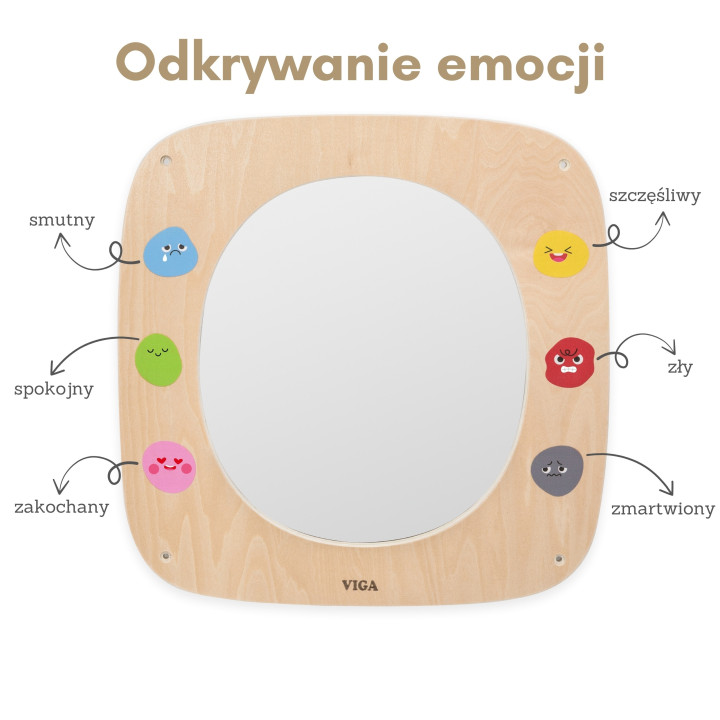 
						VIGA Drewniana Tablica z Lustrem i Emotkami
					