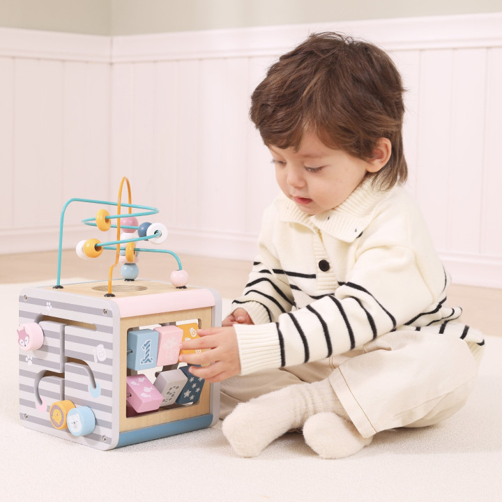 VIGA PolarB Activity Box Drewniane Edukacyjne Centrum Gier 5w1 kostka