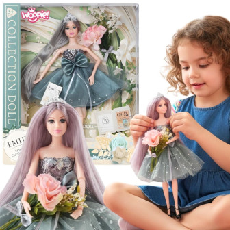 WOOPIE ROYAL Lalka Emi w Eleganckiej Sukni Tiulowej z Kokardą i Bukiet