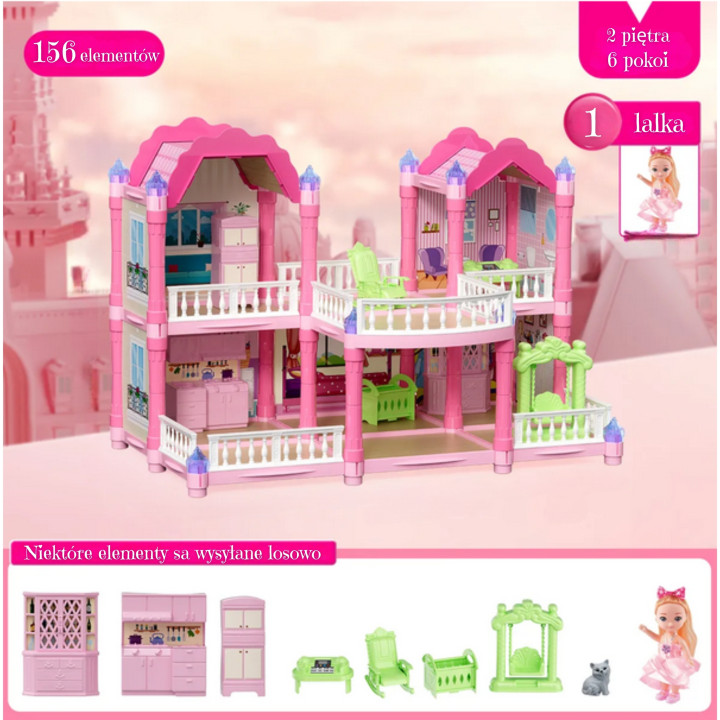 WOOPIE Domek Dla Lalek Willa Ogrodowa 156el.