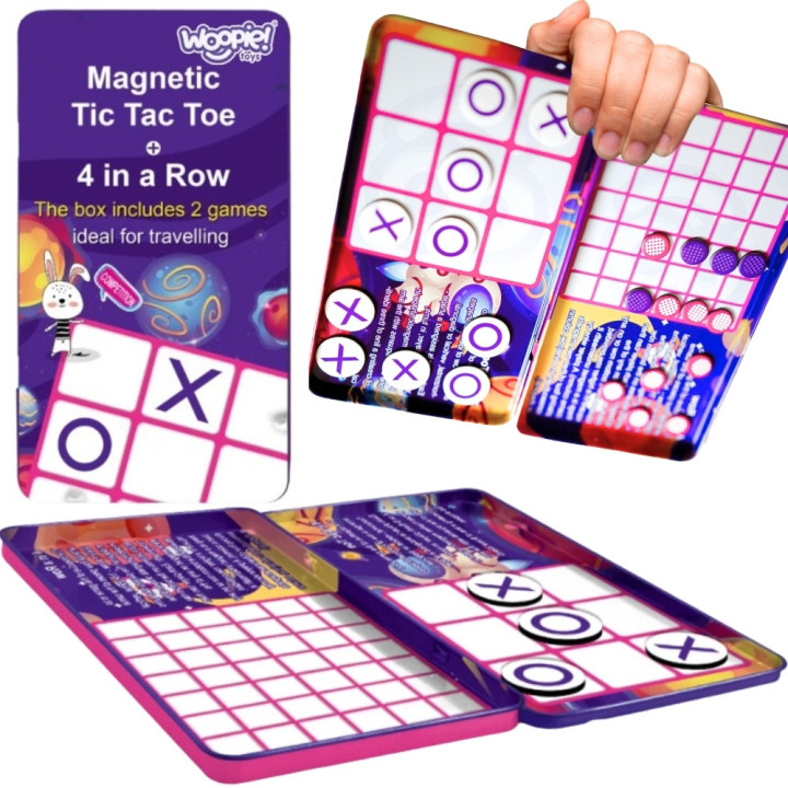WOOPIE IQ Gra Strategiczna Magnetyczna 2w1 Kółko I Krzyżyk + Gra 4 w L
