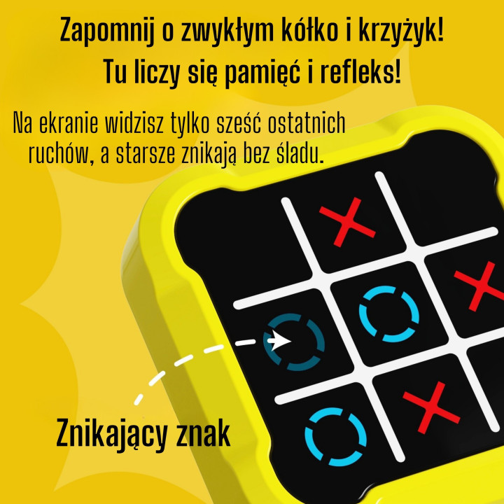 WOOPIE Gra Elektroniczna Kółko i Krzyżyk Logiczna Edukacyjna 4 Tryby G