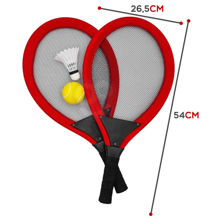 WOOPIE Duże Rakietki do Tenisa Badminton dla Dzieci Zestaw + Piłka Lot