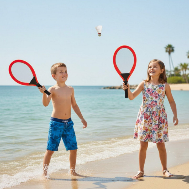 WOOPIE Duże Rakietki do Tenisa Badminton dla Dzieci Zestaw + Piłka Lot