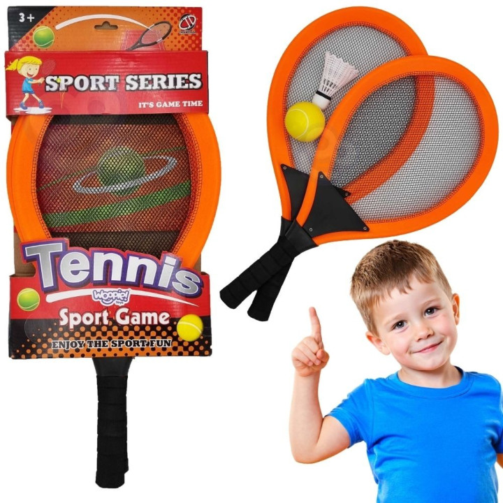 WOOPIE Duże Rakietki do Tenisa Badminton dla Dzieci Zestaw + Piłka Lot