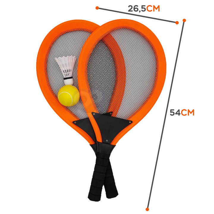 WOOPIE Duże Rakietki do Tenisa Badminton dla Dzieci Zestaw + Piłka Lot
